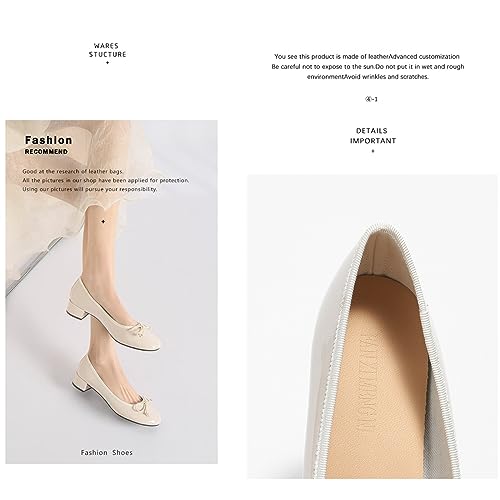 Image of Women's Classic Closed Round Toe Patent Leather Bow Block Heel Loafers - Retro Shallow Slip-On Low Heel Casual Office Dress Shoes