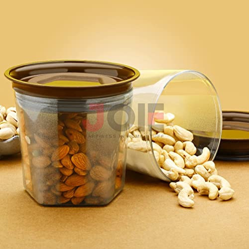 Image of Joie Airtight Container Jar Set For Kitchen - 900ml - Pack of 6, Jar Set For Kitchen, Kitchen Organizer Container Set, Polo Plastic Container, Air Tight Containers For Kitchen Storage - Brown