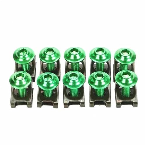 Kit de vis carénage vert 6 mm pour moto et sport avec écrou clip