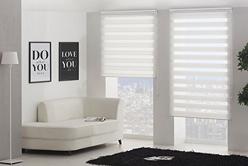 HappyStor Night Estor Enrollable Noche y Dia A Medida 301-Crema Medida Total Estor: 115×180 (