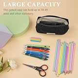 OFFCUP Pencil Case, Corduroy Pencil Pouch, Cute Stylish Simple Pen Bag with Practical Zip, Portable Makeup Bag Stationery Pouch for Teenage Boys Girls School College (Black) - Image 4