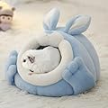 JanYoo Guinea Pig Bed Small Animal House Guinea Pig Hideout Warm Nest Cave Cozy Pet Cave Bed Accessories for Hamsters Hedgehogs Ferrets Bearded Dragons and Rats(Blue,S)
