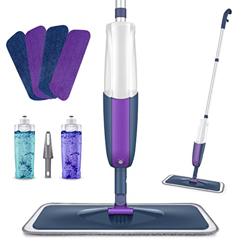 Mexerris Spray Mops Wet Dry Mops For Floor Cleaning Microfiber Hardwood Floor Cleaning Mop With Spray Dust Mops With 2 Refillable Bottle 4 Mop Pads Flat Mops For Laminate Wood Ceramic Floor Cleaning #TOP4