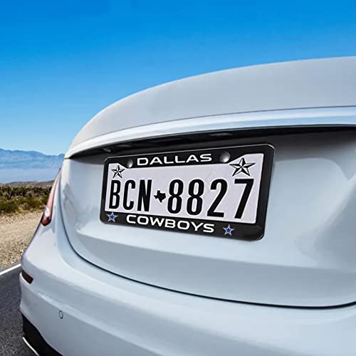 License Plate Frames, 2 Pack Aluminum Alloy Anti-Corrosion Plate Holder with Screw Caps Cover, US Size (Black f5) — view 4