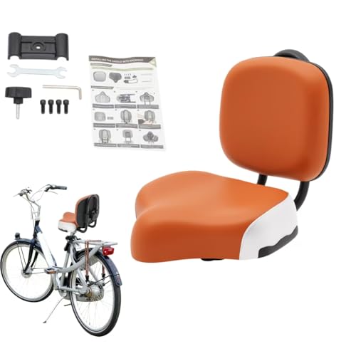 Extra Wide Tricycle Seat with Backrest - Comfortable Ergonomic Saddle Seat with Back Support, Adjustable Height for Tricycles & Bikes (Brown)