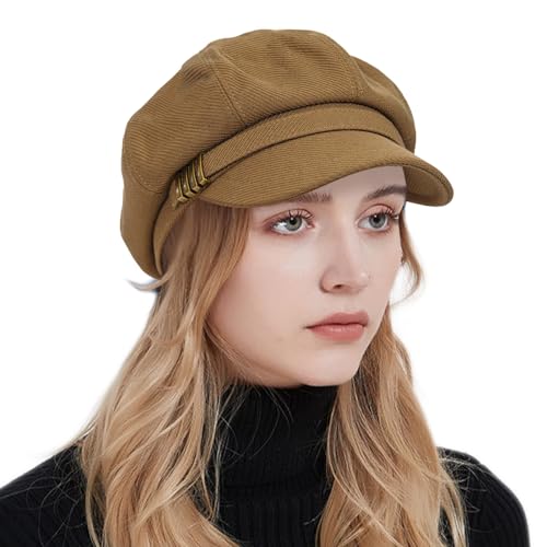 Women's Newsboy Cabbie Gatsby Visor Beret Pageboy Bakerboy Hat - Fashion Caramel Cap for Ladies