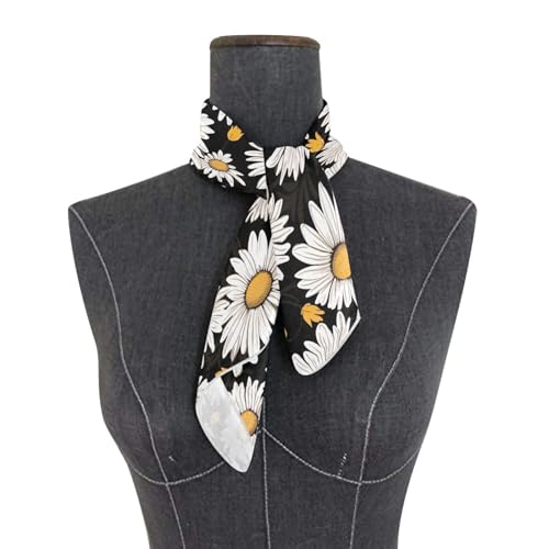 Daisy Silk Like Head Scarf for Women,Soft Fashion Neck Scarf Square Satin Head Scarf 23.6 Inches3