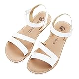 FIBURE Girls Sandals Open Toe Strappy Summer Shoes Dress Sandals for Girls White Size 4