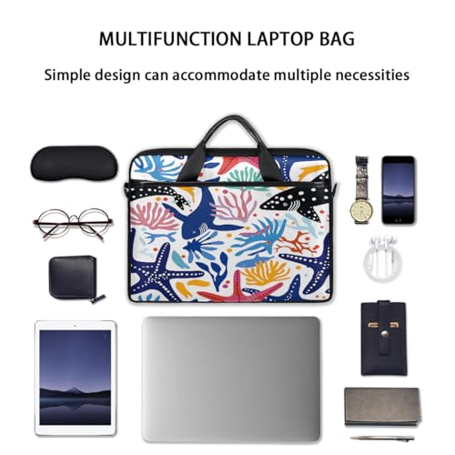 Maletín para laptop estampado estrella de mar y ballena 15 pulgadas miniatura 7