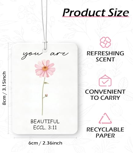 Image of 10PCS Christian Car Air Fresheners - Inspirational Floral Bible Verse Christian Car Accessories for Women - Car Mirror Hanging Accessories, Christian Gifts, Religious Gifts for Women