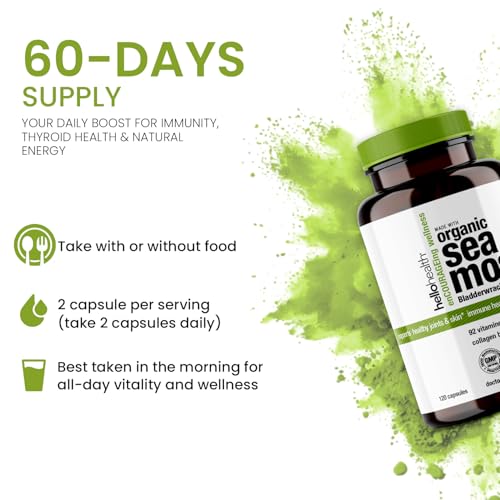 HELLO HEALTH Sea Moss Capsules with Bladderwrack & Burdock (120 ct) — view 3