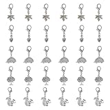 SUPERFINDINGS 50Pcs Autumn Theme Alloy Pendants Charms Hedgehog Tree Leaf Charms with Lobster Clasp Charms Antique Silver Clip-on Charm for Keychain Purse Backpack Length 33mm