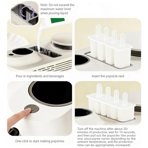 Máquina portátil mini fabricadora de paletas heladas para uso doméstico, blanca, con 4 palitos, hace 2 paletas en 25 minutos, para casa, oficina, auto o camping miniatura 3