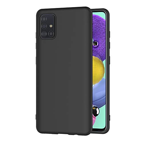 AICEK Funda Compatible Samsung Galaxy A51, Negro Silicona Fundas para Samsung A51 Carcasa Galaxy A51 Negro Silicona Funda Case (6,5 Pulgadas)