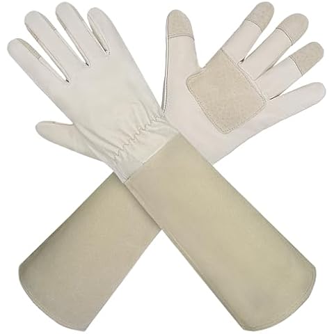 Leather Gardening Gloves with Elbow-Length Cuff and Puncture-Resistant Pigskin Leather Cover