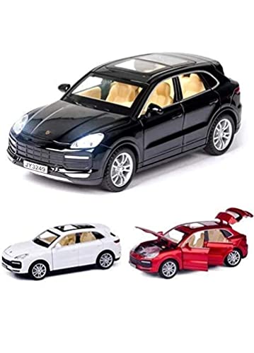 Image of Invite Enterprise 4 Wheel Drive Metal Car Pull Back With Open Doors, Engine Cover, Tail With Front And Rear Light & Music Great Gift For Boys And Girls Above (Mini Porsche Cayenne), Multicolor