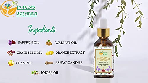 Herbs Botanica Kumkumadi Oil Pure Ayurveda Face Oil Anti Aging Face Serum With Saffron, Radiance Glow Serum Face Moisturizer 26 Herbs 30 Ml #TOP6