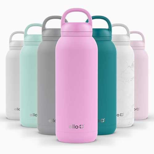 Image of Ello Cooper Twist 40oz Stainless Steel Water Bottle with Chug Lid | Leak Proof | Double Walled and Vacuum Insulated | Built in Carry Loop | Dishwasher Safe | Bubblegum Pink