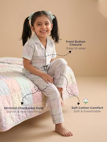 Image of POLKA TOTS 100% Pure Cotton Half Sleeve Night Suit for Kids, Girls & Boys | Cotton Pyjama Set | Unisex Night Dress for Children | Night Suit for Girls |Sleepwear for Kids | Winter Night Dress for Boys