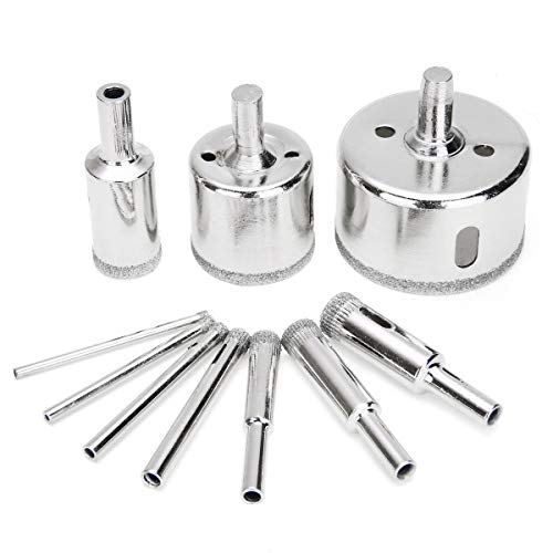Juego de 10 brocas diamantadas para perforar azulejos, mármol, vidrio y cerámica, para herramientas eléctricas, tamaños de 3 a 50 mm miniatura 3
