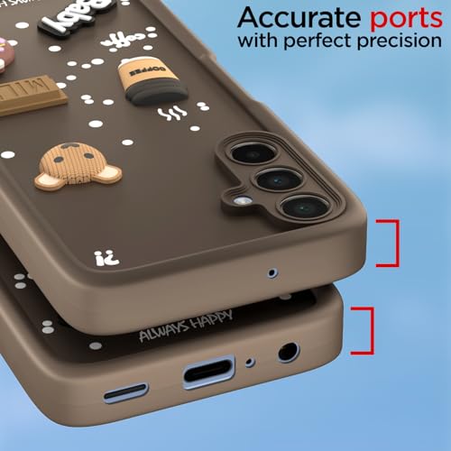 Image of Pikkme Back Cover for Samsung Galaxy A15 4G / A15 5G | Cute Fun Cartoon 3D Bear Silicone Full Body Protection Bumper Cover (Brown)