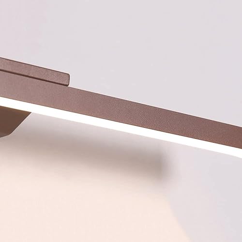 Miniatura 7 de Lámpara LED moderna para tocador - Lámpara frontal de aluminio marrón para espejo de baño, aplique minimalista de pared, luz blanca cálida de 3000 K