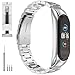 GeeRic Cinturino Compatibile per Xiaomi Mi Band 6/5, Bracciale Moda in Acciaio Inox Cinturino Sostituzione in Metallo,Tre Fibbia Cinturino di Ricambio Compatibile con Mi Band 5/Mi Band 6 Argento