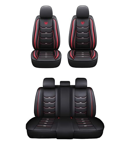 Coverado Coprisedili Auto Pelle per 5 Posti, Set Coprisedile Auto Universali Impermeabili on
