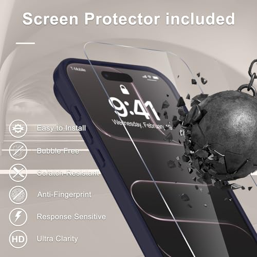 Image of YENAPOON for iPhone Air Case, Matte Magnetic Phone Cover [with 1 Screen Protector] [Support for MagSafe] [Shockproof Military Grade Protection] Translucent Frosted Back, Deep Purple