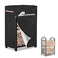 Alickwang 17 Inch Firewood Rack Cover,Heavy Duty 600D Waterproof Outdoor Firewood Storage Rack Cover,Cover for 2-Tiers Small Log Holders for Firewood.(14" D x 17" W x 30" H,Cover Only)