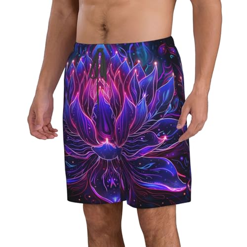 Lotus Flower Psychedelic Energy and Spiritual Neon Purple Men's Quick Dry Swim Trunks Surfing Beach Mesh Board Shorts2