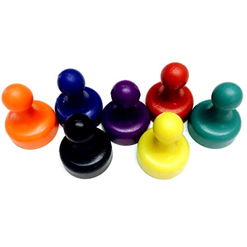 7 x Extra Strong Magnetic Push Pins Neodymium Magnets - Perfect for Maps, Whiteboards, Memos, Fridges and Offices [Assorted Colours]