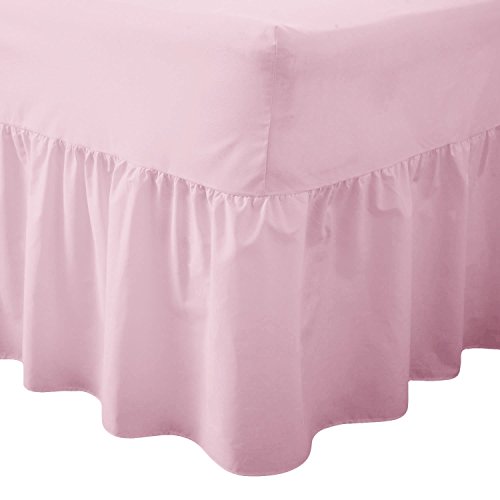 AmigoZone Plain Pollycotton Valance Fitted Sheet Or Pillow Pair Cases (Double, Pink)