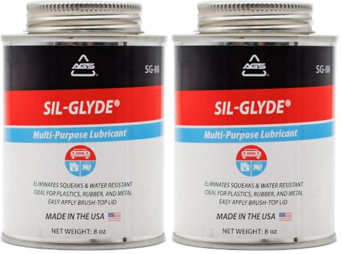 Image of AGS Automotive Solutions SIL-Glyde Brush Top Can Multi-Purpose All-Weather Lubricating Compound for All Surfaces, 8 oz Lubricant Can, Silicone Lubricant, Ensure Friction Resistance (Pack of 2)