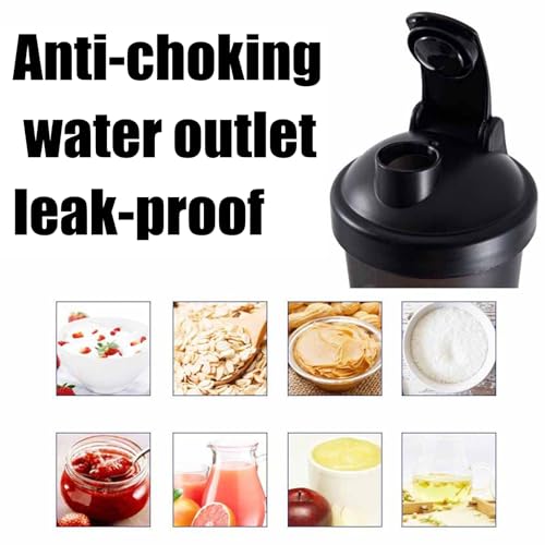 Toced 400ml Protein Shaker Bottle with Mixball, Leak-Proof Gym Shaker Cup, BPA-Free Plastic Blender Bottle for Pre Workout & Fitness Supplements (Black) - Image 5