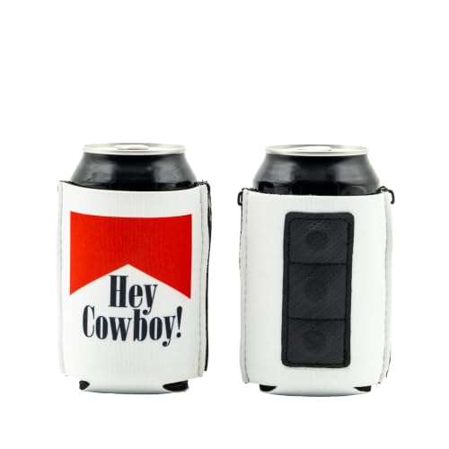 ZipSip MAGNET- Adjustable All-In-One Coozie with Zippers for Cans, Bottles, Slim Cans, Pint Glasses, Party Cups, Coffee – Can Cooler - Insolated Neoprene Sleeve - Hey Cowboy, Medium