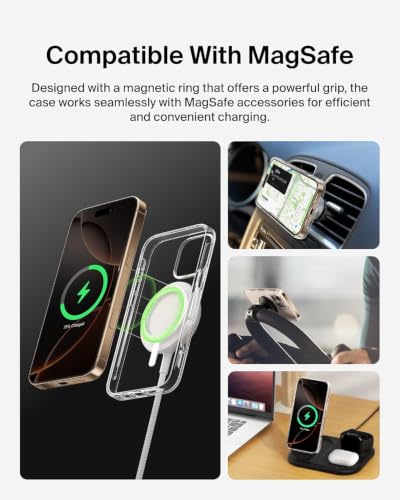 Image of DIZORO Crystal Clear Magnetic Compatible with iPhone 16 Pro Case with Anti-Yellow Anti-Scratch Shockproof Transparent Cover