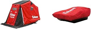 Eskimo Wide 1™ Thermal, Sled Shelter, Insulated, Red, One Person, 41350, 52" x 97" x 60.50" & Unisex Adult 50" Tub 1-Person Travel Cover for 1 Person Ice Shelter, Red, 60 US