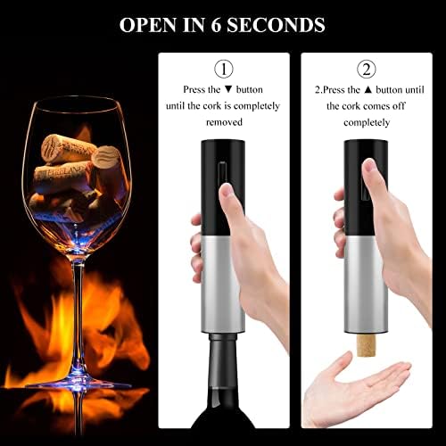 Flauno Electric Wine Bottle Opener, Box Contains Electric Corkscrew Wine Opener Rechargeable, Foil Cutter, Aerator Pourer, Wine Vacuum Stopper, Gift for Wine Lover