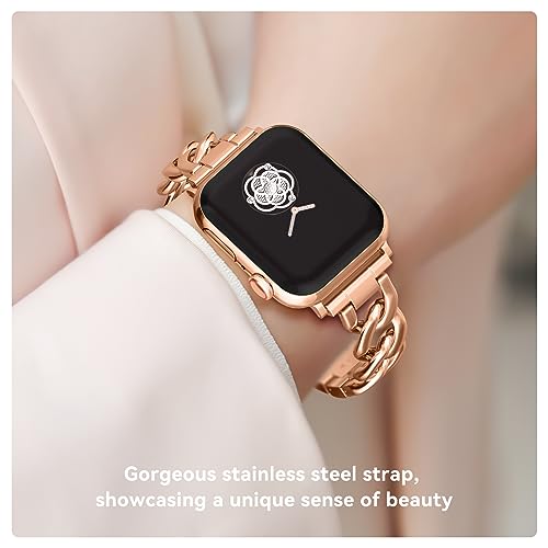Image of Musk-MSKR Watch Bands for Women Compatible with Apple Watch Band 38mm 40mm 41mm 42mm 44mm 45mm 46mm 49mm Adjustable Metal Band Cowboy Steel Chain Bracelet for iWatch Series 1 /2 /3 /4 /5 /6 /7 /8 /9 /10 /11 /SE
