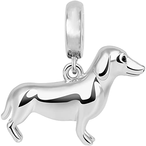 Dachshund Dog Dangle Charm Fit Women Bracelet Necklaces Fashion Gifts 925 Sterling Silver DIY Jewelry2