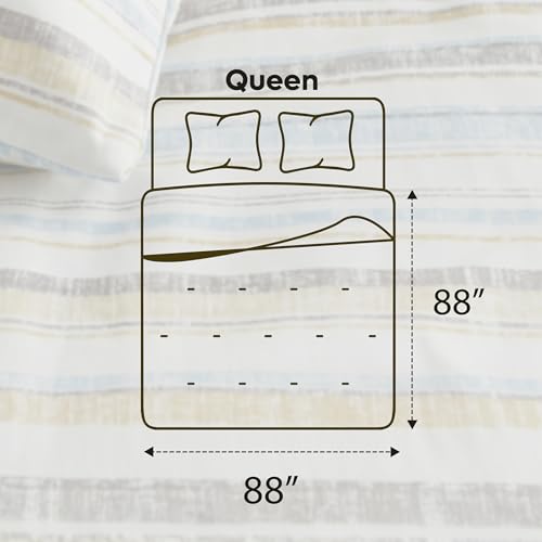 Image of Utopia Bedding 3 Pc Queen Comforter Set, Printed Comforter, Cottage Stripe