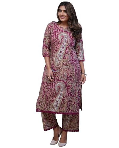 Image of GoSriKi Women's Rayon Viscose Straight Printed Kurta with Palazzo