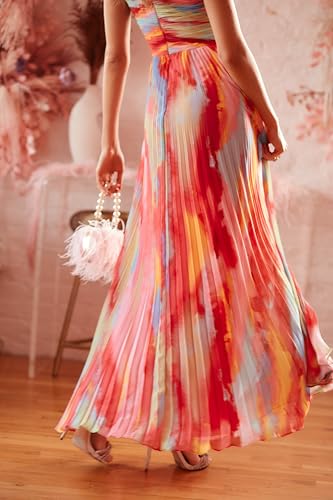 Image of Xscape Womens Sleeveless Long Halter Neck Print Dress