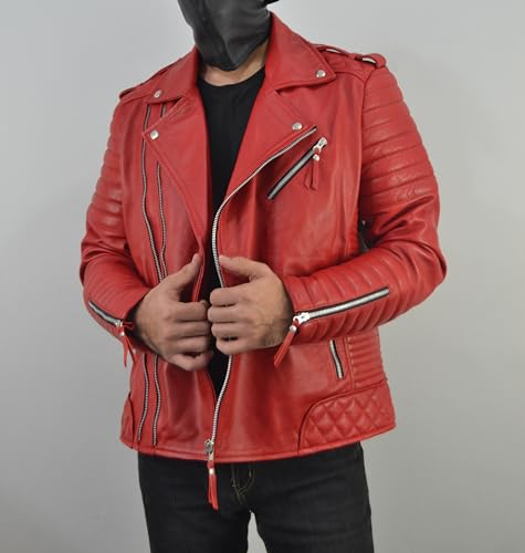 Mens Leather Jacket - Biker Leather Jacket For Men - Lightweight Slim Mens Leather Motorcycle Jackets Black Real Lambskin2