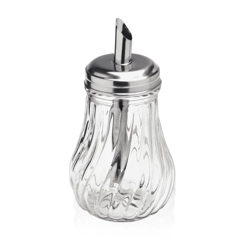 6x Zuckerspender 13 cm Edelstahl Glas Zuckerstreuer 120 ml