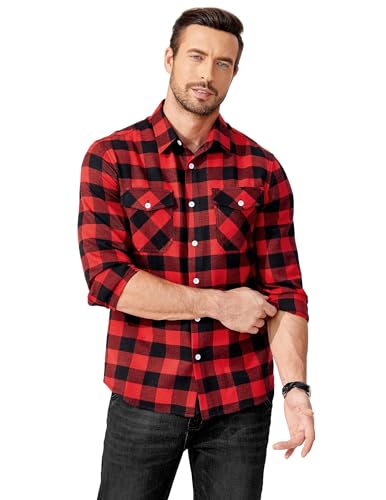 COOFANDY Mens Flannel Shirts Long Sleeve Casual Plaid Button Down Shirt Cotton Shirt Cowboy Work Shirts with Pockets4