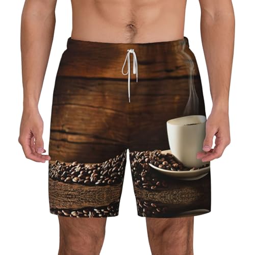 Short de bain pour le surf et la plage à motif grains de café
