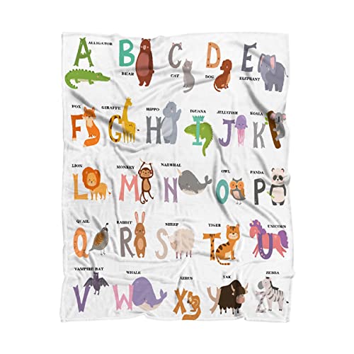 Ausmart Alphabet Cute Funny Zoo Animals Throw Blanket Flannel Microfiber Luxury Warm Soft Cozy Blanket For Couch, Car, Bed Sofa Dorm Water Beds Gift X-Small 40X30In ( Toddler ) Pet #TOP25