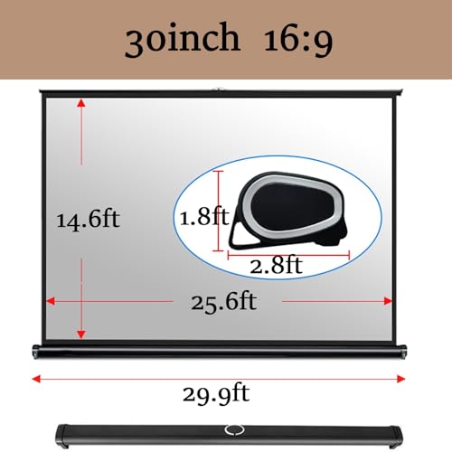 Pantalla de proyector manual retráctil 30in 16:9 portátil miniatura 7